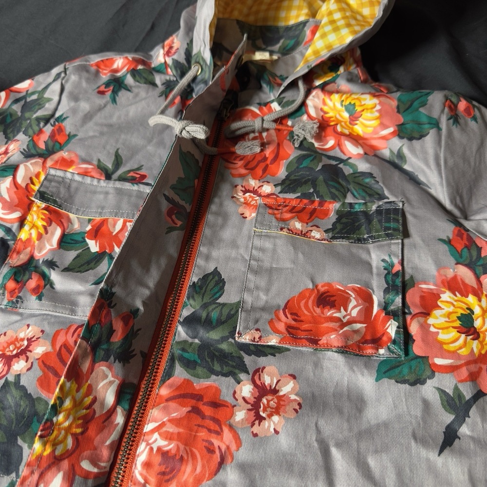 Matildaā Jane Daydream Tut Tut Floral Raincoat XS Hooded Gingham Roses Feminine